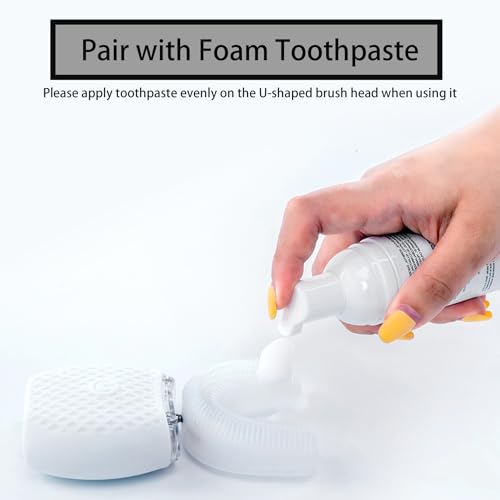 Ultrasonic Toothbrush for Adults - Automatic Electric Toothbrush with Soft Bristles Waterproof & Washable Rechargeable Portable Design with Wireless Charging 30'' Timer for Travel & Home Use (White)