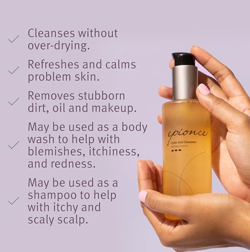 Epionce Lytic Gel Cleanser – Gentle Foaming Face Wash & Makeup Remover | For Oily, Combination & Problem Skin | Acne & Oil-Control Cleanser with Willow Bark | Dermatologist Skincare