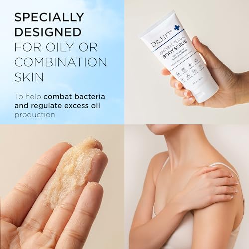 Antibacterial Body Scrub, Botanical Exfoliating Formula With Vitamin E, Vitamin A, Lavender, and Salt Granules to Exfoliate and Nourish Skin, Body Care for Oily and Combination Skin, 6 Fl Oz