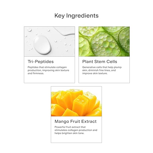 CLEARSTEM BOUNCEBACK Radiant Facial Serum - Peptide Serum for Hydration & Smooth-Looking Skin with Tri-Peptides and Mango Fruit Extracts - Lightweight Formula for Softer and Balanced-Looking Skin