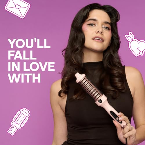 Wavytalk Thermal Brush, Blowout Boost 1.5 inch Heated Round Brush for Blowout Look, Dual Voltage, Pink, Sakura, Tourmaline Ceramic, Negative Ion Technology, 5 Temperature Settings, Less Damage