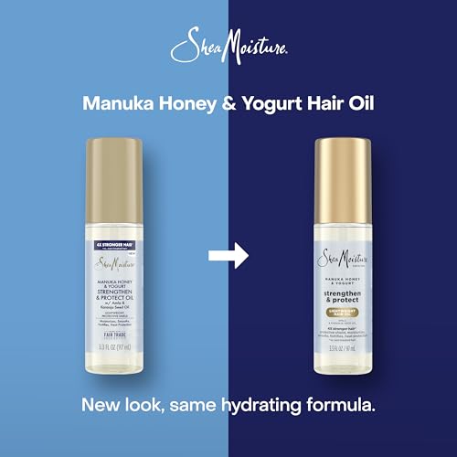 SheaMoisture Strengthen & Protect Hair Oil Manuka Honey & Yogurt Reduces Heat Damage and Protects Hair with an Amla Oil and Manuka Honey Infused Lightweight Formula 3.3fl oz
