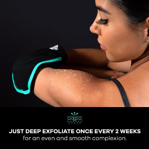 Dermasuri - Deep Exfoliating Body Scrub & Foot Scrub Set Bundle - Shower Body Exfoliator Glove, Spa Exfoliation Mitt & Exfoliating Feet Spray - Dry Skin Remover Sole File - Skin Care Spa Treatment Pro