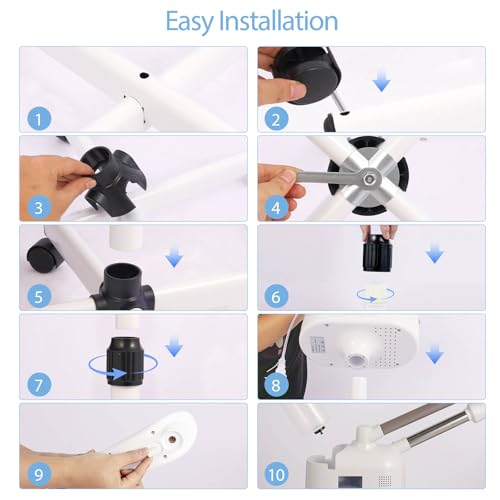 Professional Facial Steamer, 2 in 1 Facial Steamer with Ozone and Hot & Cold Mist for Facial Deep Cleaning and Hydration, Esthetician Steamer on Wheels, Ideal for Spa, Salon and Home Use