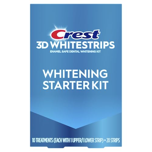 Crest 3D Whitestrips Whitening Starter Kit – Teeth Whitening Kit, 10 Treatments, Each with 1 Upper/1Lower, 20 Strips – Crest 3DWhite Teeth Whitening Strips
