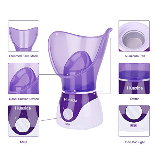 Facial Steamer Personal Steam Inhaler Sauna Facial Steamer Hot Mist Moisturizing Beauty Instrument Rejuvenate and Hydrate Your Skin (Purple)