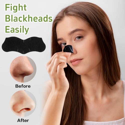 70Pcs Bamboo Charcoal Face Strips For Blackheads Pore Cleansing Strips Nose Blackhead Remover Deep Cleansing Charcoal Strip Effective Control Of Oily Skin Clogged Pores Practical For Unisex