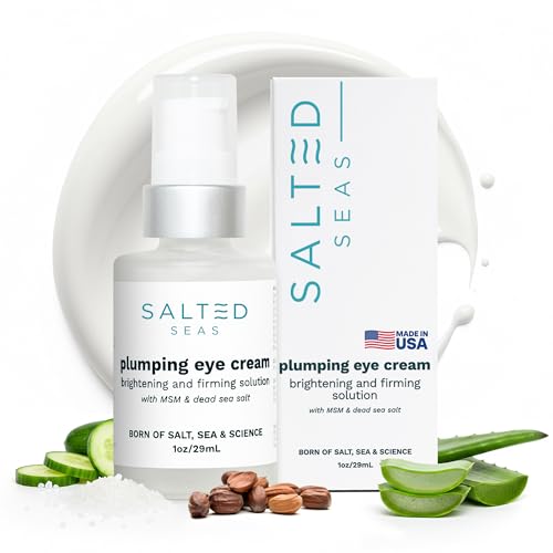 Salted Seas Plumping Eye Cream – Made in USA - Hydrating, Firming, Brightening Under Eye Treatment for Dark Circles, Puffiness & Fine Lines – Anti-Aging Skincare with Ocean Minerals & Hyaluronic Acid