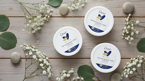 Dove Nourishing Body Care, Face, Hand, and Body Rich Nourishment Cream for Extra Dry Skin with 48-Hour Moisturization, 4-Pack, 2.53 Oz Each Jar