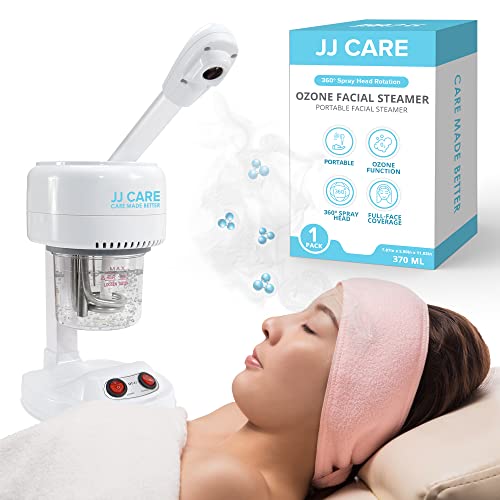 JJ CARE Ozone Facial Steamer Tabletop with Rotating Spray Head at 360 Degrees and Auto Shut Off Feature - Portable for Facial Deep Cleaning & Vaporizer
