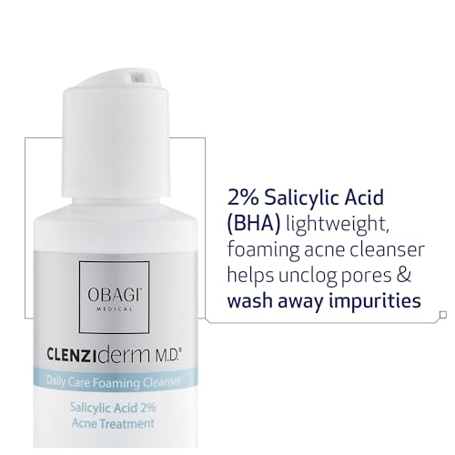 Obagi CLENZIderm M.D. Daily Care Foaming Acne Cleanser – Acne Treatment with 2% Salicylic Acid (BHA)