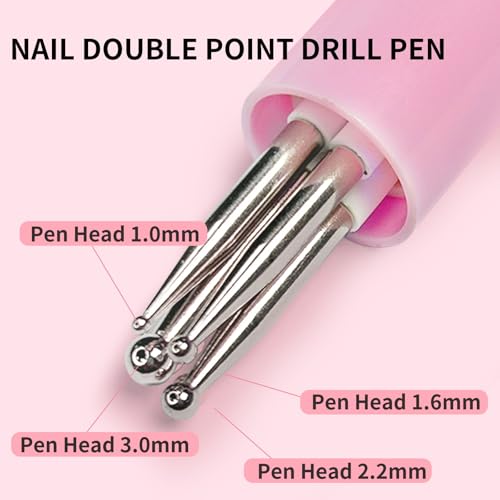 HJ Nail Dotting Pen Ballpoint Design Nail Art Kit with Tip Dot Paint, Pink