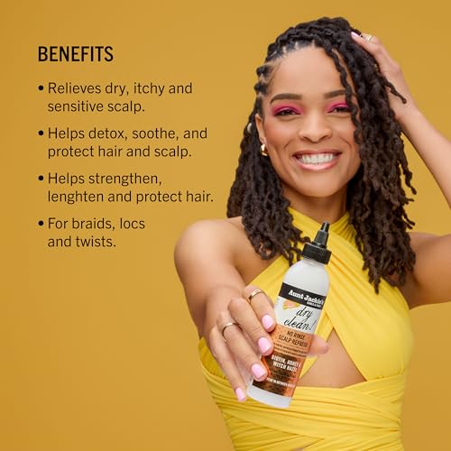 Aunt Jackie's Braid + Twist Collection Dry Clean! No Rinse Scalp Refresh – Detox and Moisturize Scalp with Witch Hazel, Scalposine, Biotin, and Honey – 6 fl oz