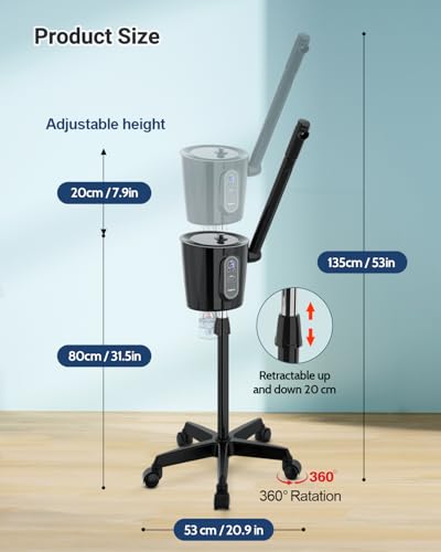 Kingsteam Professional Facial Steamer with Ozone - Ionic Nano Hot Mist Steamer with Large Capacity and 30-Min Timer for Estheticians, Beauty Salons, and Home Skin Care Use