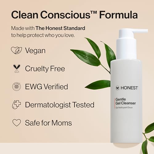 Honest Beauty Gentle Gel Daily Face Cleanser, Calms, Refreshes, Hydrates, Vegan Safe for Sensitive Skin, 5 fl oz