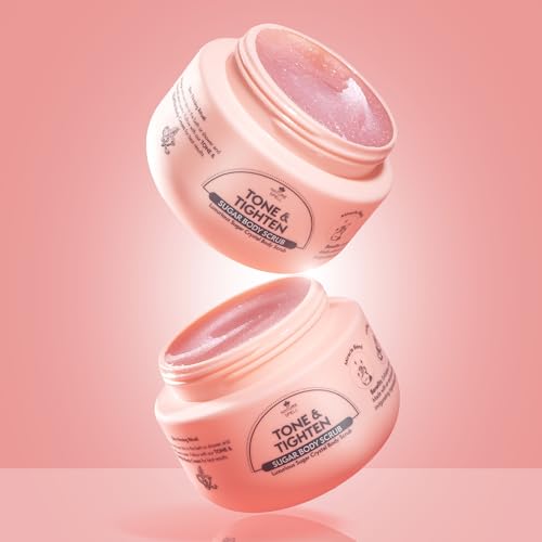 Nature Spell Tone & Tighten Sugar Body Scrub, Smooth and Radiant Exfoliating Body Scrub with Hyaluronic Acid, Ginseng Extract and Plant Collagen, For All Skin Types, 10.5 fl oz