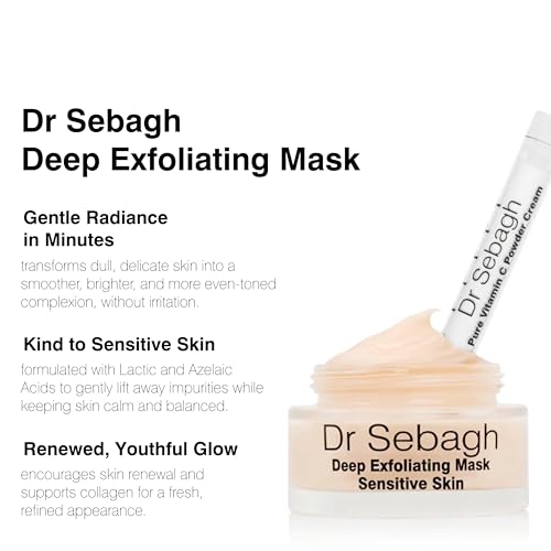 Dr Sebagh Deep Exfoliating Mask (1.7 fl oz) - Gentle Exfoliating for Sensitive Skin - Lactic Acid Detox Face & Pore Cleansing - Anti-Aging Skin Mask for Radiance & Renewal