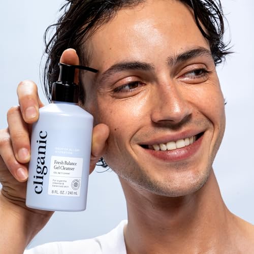 Cliganic Hydrating Gel Cleanser with Triple Botanical Complex® – Clean Gentle Face Wash with Jojoba, Rosehip Argan Oils Removes Makeup Impurities Aloe Vera Glycerin for Balanced Glowing Skin