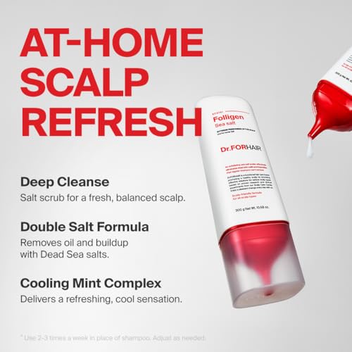 Dr.FORHAIR Folligen Sea Salt Scaler | Korean Hair Care | Scalp Exfoliator & Scalp Scrub | Eliminates Sebum, Impurities, Odor | Nourish and Freshen, 10.58 fl oz