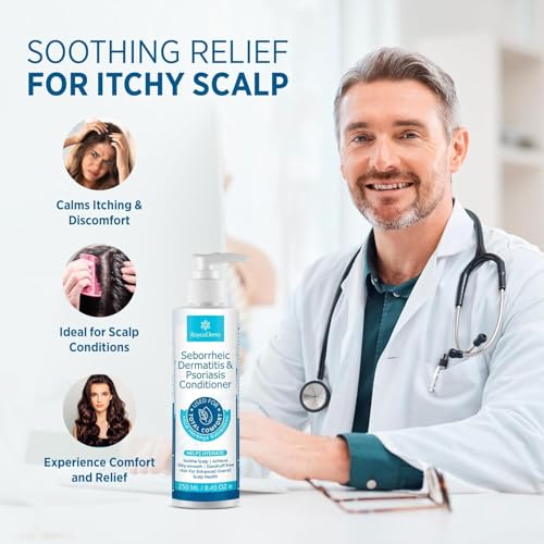Roycederm Seborrheic Dermatitis Psoriasis Conditioner: Scalp Treatment for Folliculitis Psoriasis Dry Itchy Scalp Oily Hair - Dandruff Conditioner for Healthy Hair