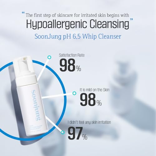 ETUDE SoonJung pH 6.5 Whip Cleanser | Mild Micro Foaming Face Wash for Sensitive Skin, Panthenol, Madecassoside for Soothing, Barrier Repair, Low pH, Vegan Certified, Non-comedogenic, 5.07 Fl Oz