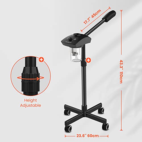 TASALON Ionic Facial Steamer, Professional Face Steamer for Facial, Esthetician Steamer for Face Spa and Salon Beauty, Hot Ionic Mist Face Steamer for Facial Deep Cleaning Skin Care Equipment- Black