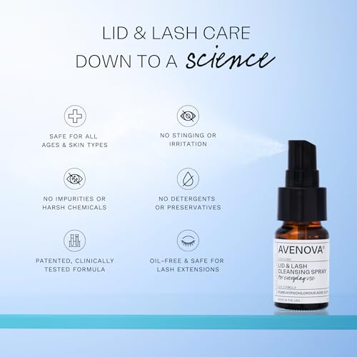Avenova Eyelid and Eyelash Cleanser Spray - 20ml Bottle - Gentle Everyday Pure Hypochlorous Acid Spray for Eye Irritation