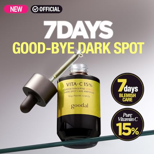 GOODAL Green Tangerine Vita C 15 Ampoule, Korean Skin Care, Vitamin C Serum, Hydrating Daily Facial Care for Fine Lines, Dull Skin, K Beauty, 16g/0.56 Oz