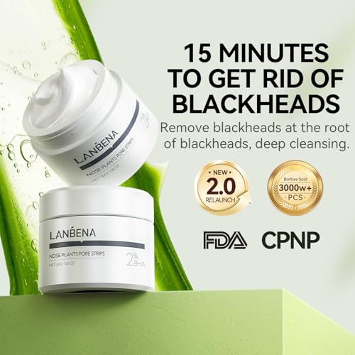 LANBENA Blackhead Remover, Nose Pore Strips for Blackheads, Black Head Remover Mask for Face, Puntos Negros, 30g+60pcs paper