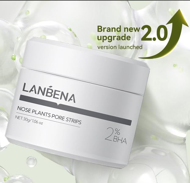 LANBENA Blackhead Remover Nose Pore Strips for Face, 2.0 Upgraded Deep Cleansing Peel off Mask Nose Strips Skincare for All Skin (1.06 Oz/30g) - 60pcs Strips