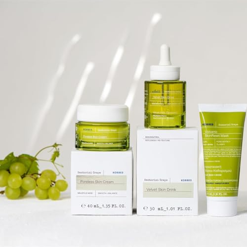 KORRES Santorini Grape Skin Refining Mask With Volcanic Sand, Activated Carbon Capsules And Salicylic Acid BHA For Pore Appearance, Gentle Exfoliation And Smoother Look, Vegan Skincare, 2.36 Fl Oz