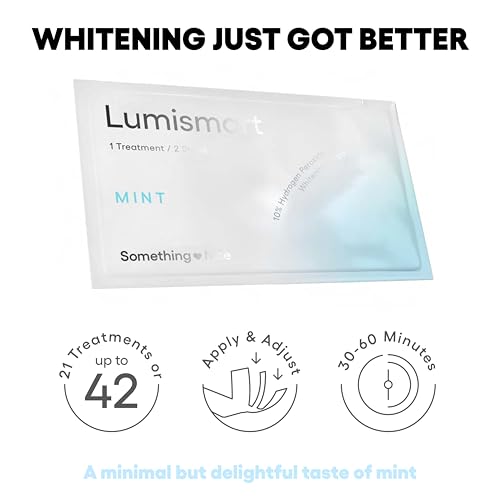 Something Nice Lumismart Whitening Strips - Dentist-Designed, Enamel Safe, up to 42 Treatments with Smart Adjust - Teeth Whitening Strips in Mint for Sensitive Teeth