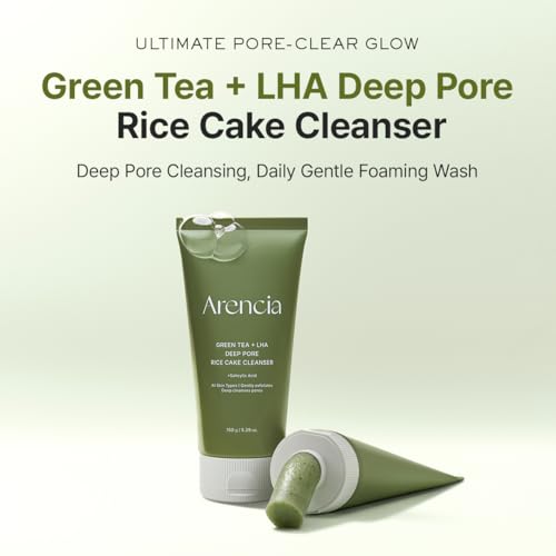 ARENCIA Salicylic Acid, Green Tea + LHA Deep Pore Rice Cake Cleanser – Deep Pore Cleansing, Acne Face Wash, Blackhead Remover, 5.07 fl oz