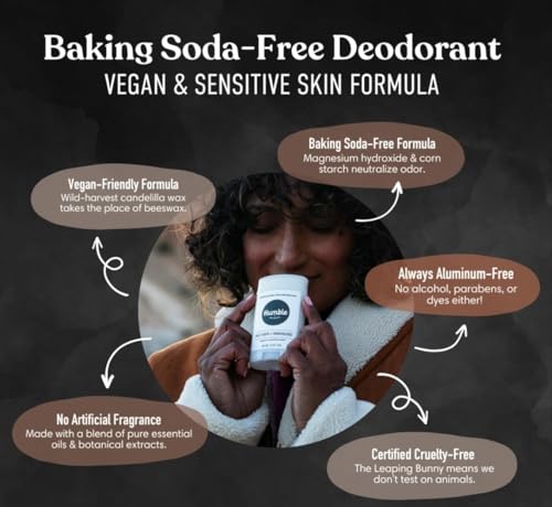 HUMBLE BRANDS Aluminum-Free Deodorant, Vegan and Cruelty- free, Formulated for Sensitive Skin, Simply Unscented, 2.5 Ounce (Pack of 3)