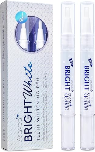 AsaVea Teeth Whitening Pen-2 pens, More Than 20 Uses, Effective, Painless, No Sensitivity, Travel Friendly, Easy to Use, Beautiful White Smile, Natural Mint Flavor