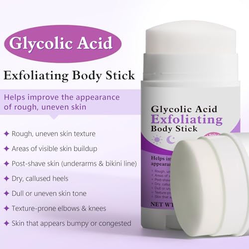 Glycolic Acid Exfoliating Body Stick 75g, Rich in Glycolic Acid, Salicylic Acid & Shea Butter, Smooths Dry & Rough Skin, Gentle Exfoliation, Helps Hydrate, Helps Skin Feel Smoother & More Supple