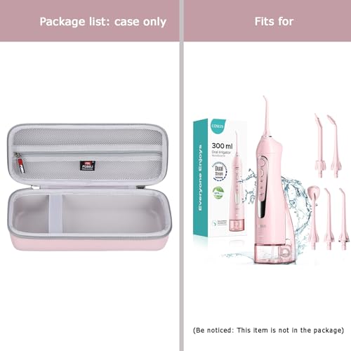 FBLFOBELI Hard Case Replacement for Nicwell/for COSLUS/for Oralfree/for Waterpik WF-02 Water Dental Flosser Cordless (Pink)