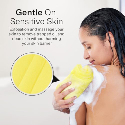 Yiclick Exfoliating Washcloth Towel, Japanese Exfoliating Wash Cloth, Korean Body Scrubber Exfoliator, Back Scrubber Washer for Shower Bath, Body Scrub African Net Sponge Loofah Luffa Colors