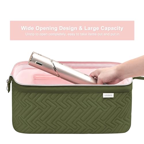 Leudes Hair Tools Travel Bag for Shark Flexstyle Carrying Case Portable Shark Hair Air Wrap Dryer Case Waterproof Dustproof Flat Curling Iron Travel Organizer (Army Green)