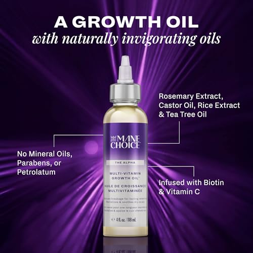 The Mane Choice Alpha Multi-Vitamin Scalp Hair Growth Oil, 4 Fl Oz, 1 Pack, Nourishing Scalp Oil with Biotin, Vitamin C, Rosemary, Rice Extract, Jojoba, Tea Tree & Castor Oil, Lightweight & Non-Greasy