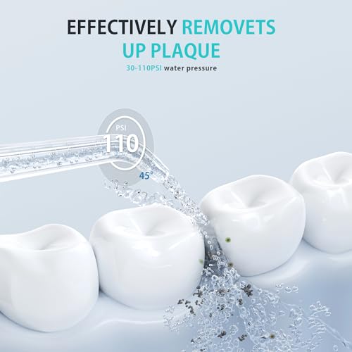 Water Dental Flosser for Teeth, Portable Cordless Oral Irrigator with 4 Modes 9 Intensities, Rechargeable IPX7 Waterproof Water Flosser, Travel Water Dental Picks for Cleaning