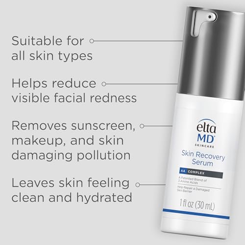EltaMD Skin Recovery Face Serum, Redness Relief, Facial Serum Visibly Reduces Redness in 24 Hours, For Sensitive Skin, 1.0 oz Pump