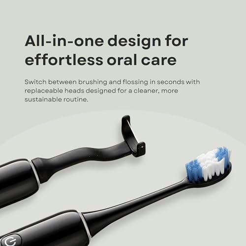 Electric Toothbrush and Flosser Combo Kit | Deep Clean Rechargeable Toothbrush | Easy Gliding Dental Floss for Gentle Gum Care | Cordless Sonic Power | 6 Cleaning Modes | White