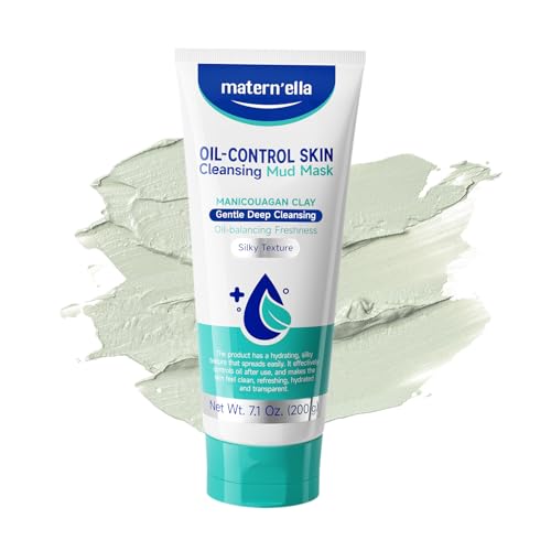 MATERN'ELLA Mud Mask | Pore Purifying Oil-Control Manicouagan Clay Formula with Plant Extract for Blackheads, Oily & Dull Skin Clay Facial Treatment for Women & Men 7.1 Oz.