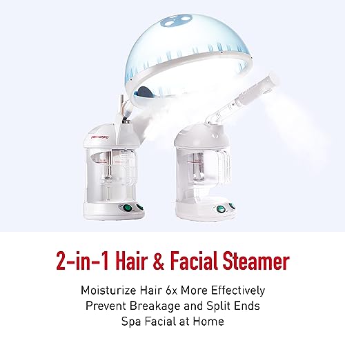 Red Pro Hair Therapy 2-in-1 Hair Steamer & Facial Steamer for Hydration Deep Cleaning, Designed for Personal Care at Home or Spa & Salon, Moisturize Hair 6x More Effectively