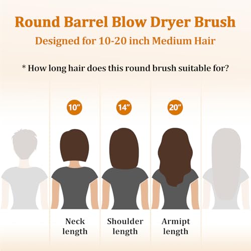 Round Hair Blow Dryer Brush - 1.2 Inch Ceramic Barrel Hair Dryer Brush for Short/Middle Hair, One Step Drying, Volumizing, Straightening and Styling, Negative Ionic Dryer Brush(Black-Brass, 1.2)
