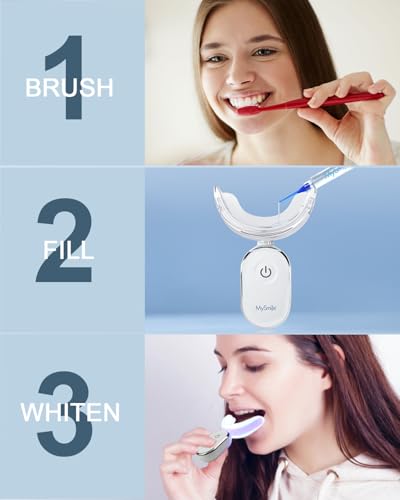 MySmile Teeth Whitening Accelerator Light, 28 LED Blue Light, Each 10 Minutes, USB Charger, Mouth Trays, 1 Pcs LED Light & 4ml Gel