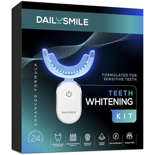 Teeth Whitening Kit with LED - Formulated for Sensitive Teeth, Hands-Free, Waterproof LED Light and 4 Gel Pens, Instant Results