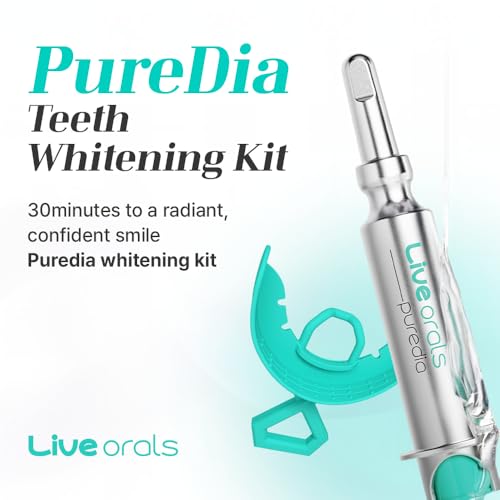 Live Orals PureDia Teeth Whitening Kit - Gel & Mouthpiece Set, Hydrogen Peroxide, Dentist Formulated for Sensitive Teeth, 28 Treatments.