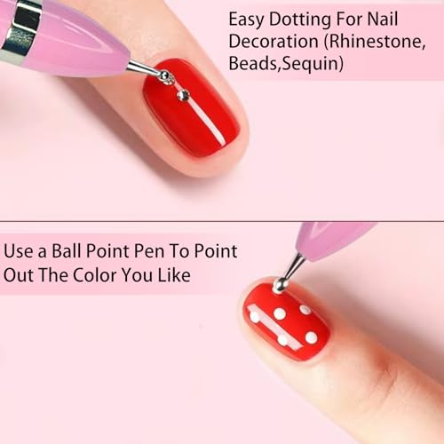 HJ Nail Dotting Pen Ballpoint Design Nail Art Kit with Tip Dot Paint, Pink